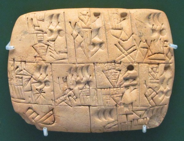 泥板上的楔形文字，约公元前 3000 年