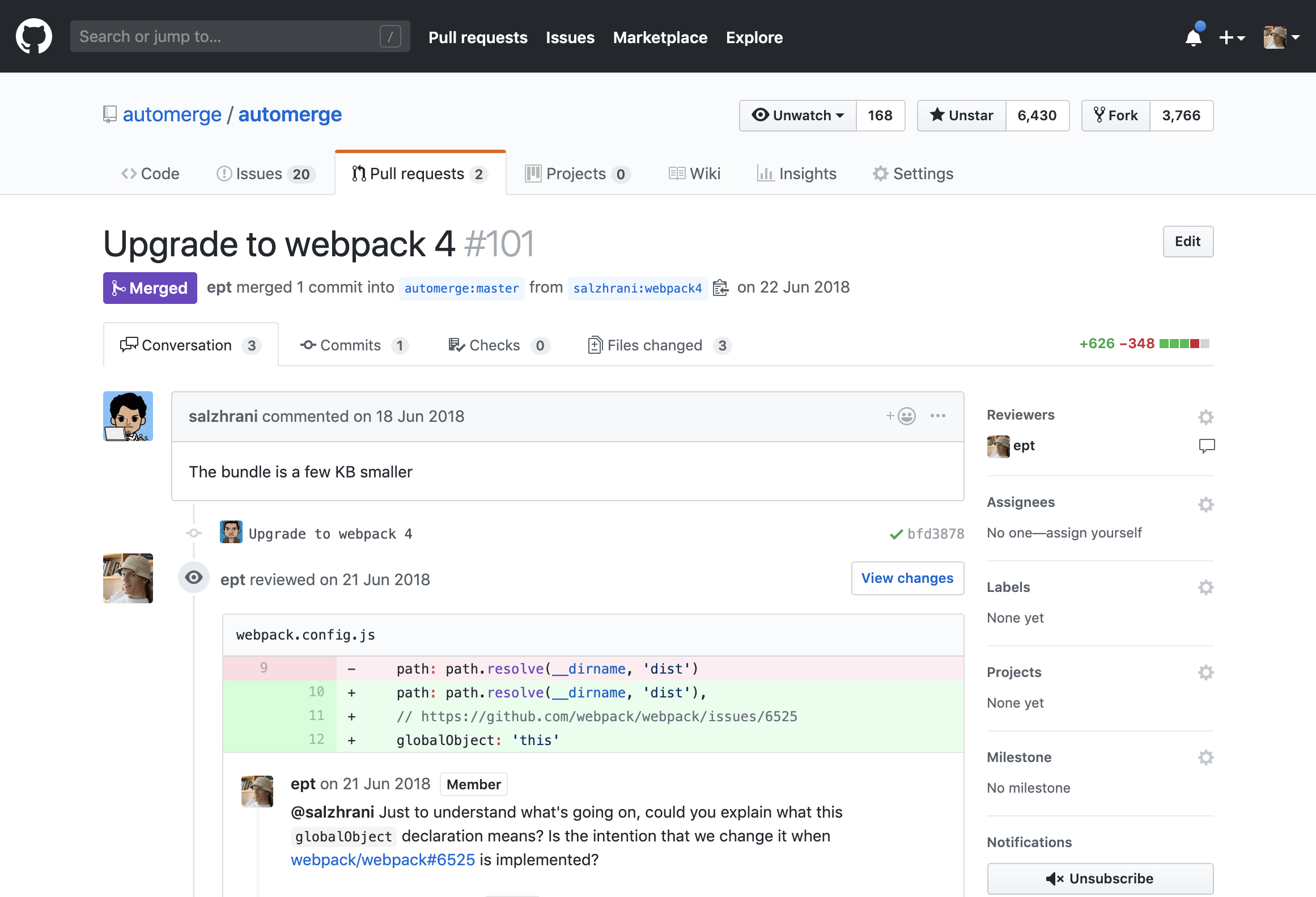GitHub 上的一个拉取请求